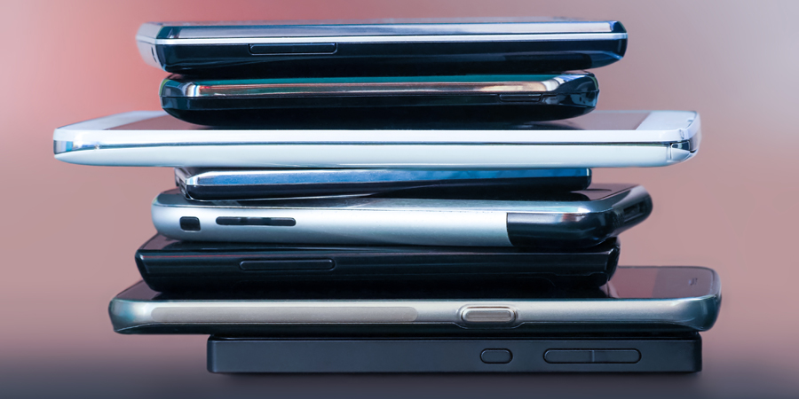 stack of phones